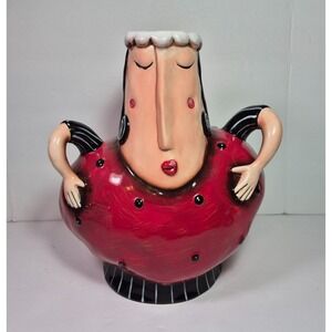 Rare 2005 Allen Designs Studio Collection Queen of Hearts Lady Head Vase 10"